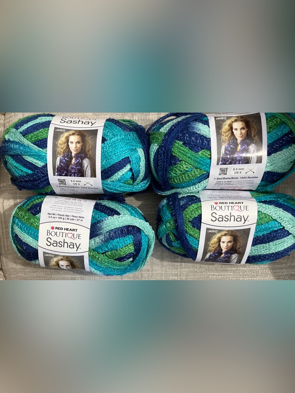 (4) Red Heart Boutique Sashay TWIST Metallic Yarn 3.5oz  30yds Each